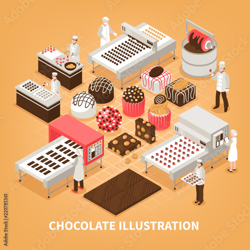 Chocolate Manufacture Vector Illustration 