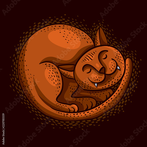 Cute cartoon doodle red cat...