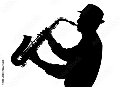 Billede på lærred jazz saxophonist shape