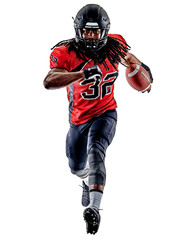 one american football player man isolated on white background