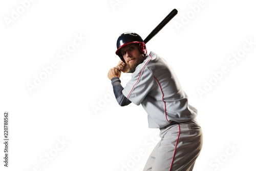 Photography Isolated Baseball player bat the ball on white background