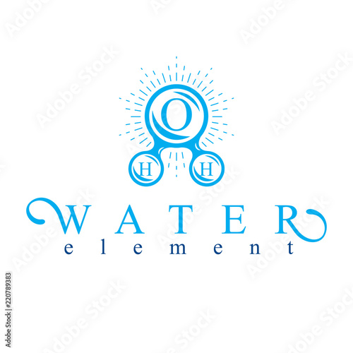 Vector blue H2O water logo for use as business emblem in spa and resort organizations.