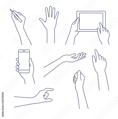 Hands line icon. Vector illustration. Editable stroke.