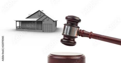 Gavel and 3D house