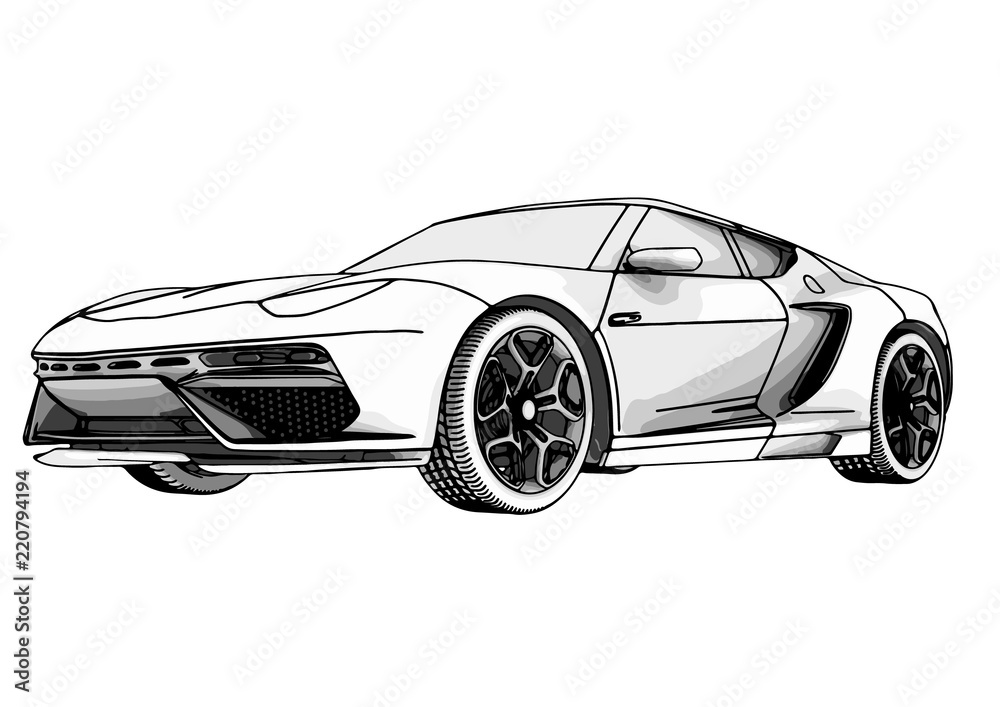 sketch of a sports car vector