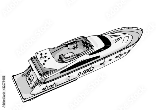 sketch of a yacht vector