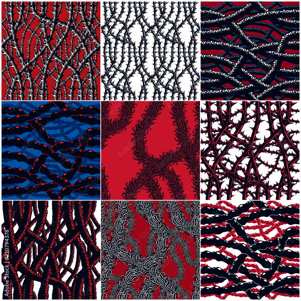 Distorted Horror Pattern Vecteur Stock Disgusting horror art and nightmare seamless patterns set ...