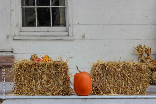 Pumpkin with straw bales