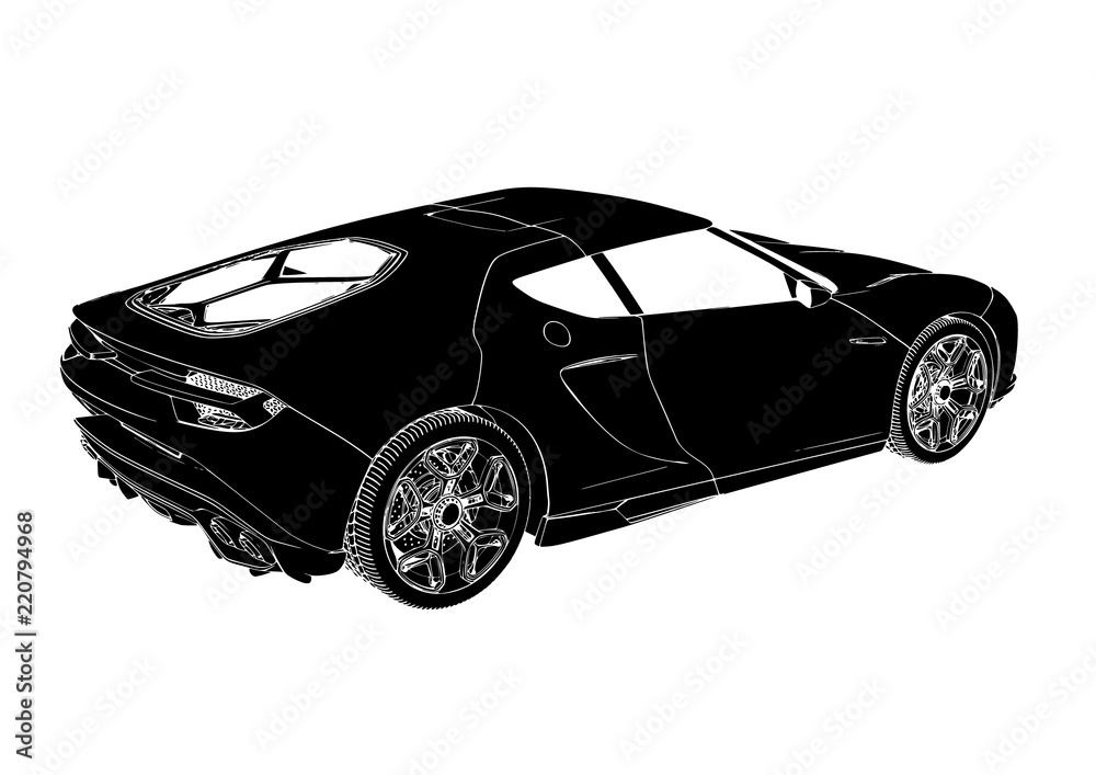 Naklejka premium silhouette of sports car vector