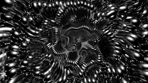 Black stylish metallic black background with lines and waves. 3d illustration  3d rendering.