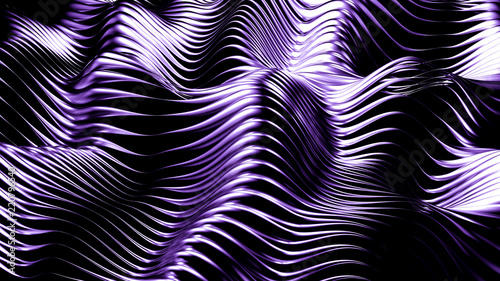 Stylish metallic purple black background with lines and waves. 3d illustration  3d rendering.