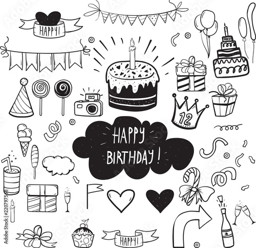 Set of vector birthday party elements for your design