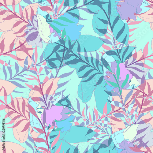 Elegance pattern with flowers and leaf.