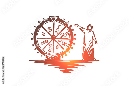 Lottery, casino, raffle, muslim, arab concept. Hand drawn isolated vector.