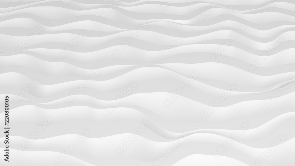 Obraz premium White wave background. 3d illustration, 3d rendering.