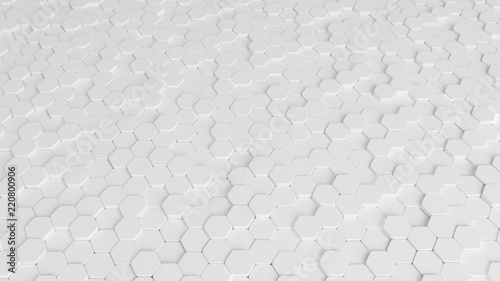 White background with honeycombs. 3d illustration  3d rendering.