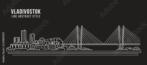 Cityscape Building Line art Vector Illustration design - Vladivostok city photo