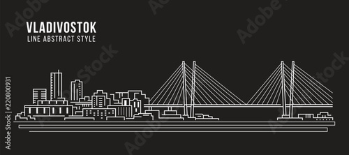 Cityscape Building Line art Vector Illustration design - Vladivostok city