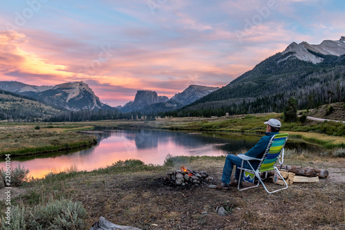 Camp by the Green River, Wind River Range, WY photo