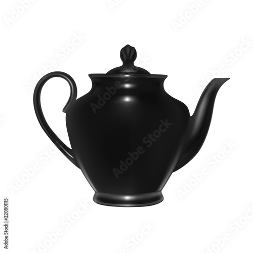 Ceramic teapot in vector on white background.Teapot black vector illustration.
