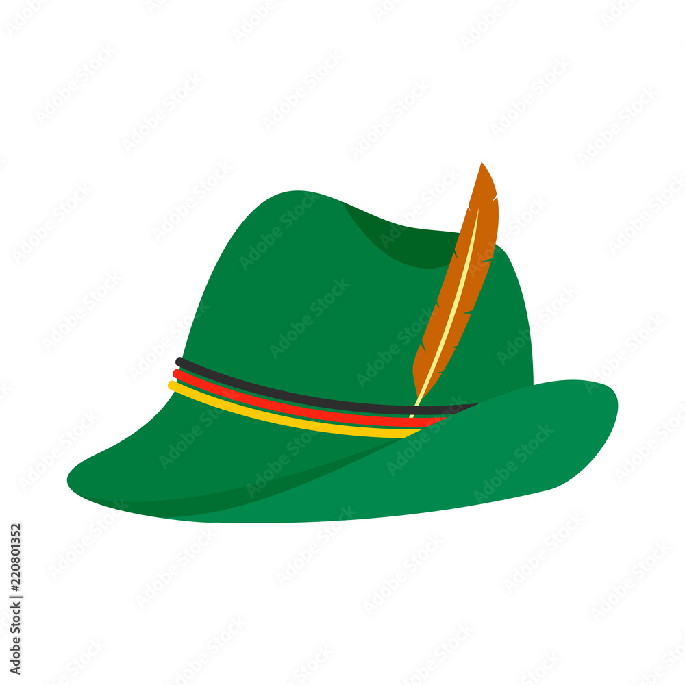 German green hat icon. Flat illustration of german green hat vector icon for web design