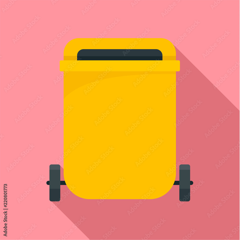 Yellow garbage can icon. Flat illustration of yellow garbage can vector icon for web design Yellow garbage can icon. Flat illustration of yellow garbage can vector icon for web design