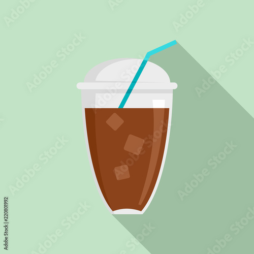 Ice coffee icon. Flat illustration of ice coffee vector icon for web design