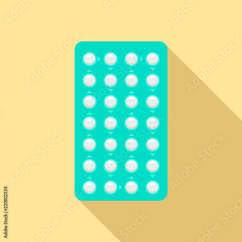 Contraceptive pills pack icon. Flat illustration of contraceptive pills pack vector icon for web design