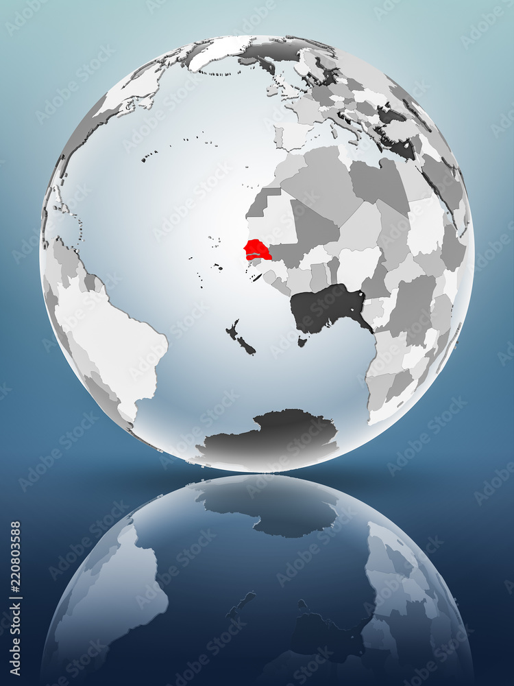 Obraz premium Senegal on political globe