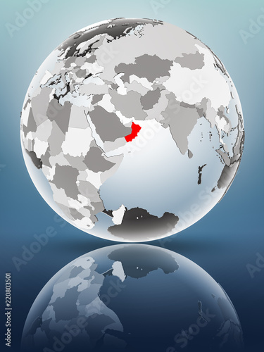 Oman on political globe