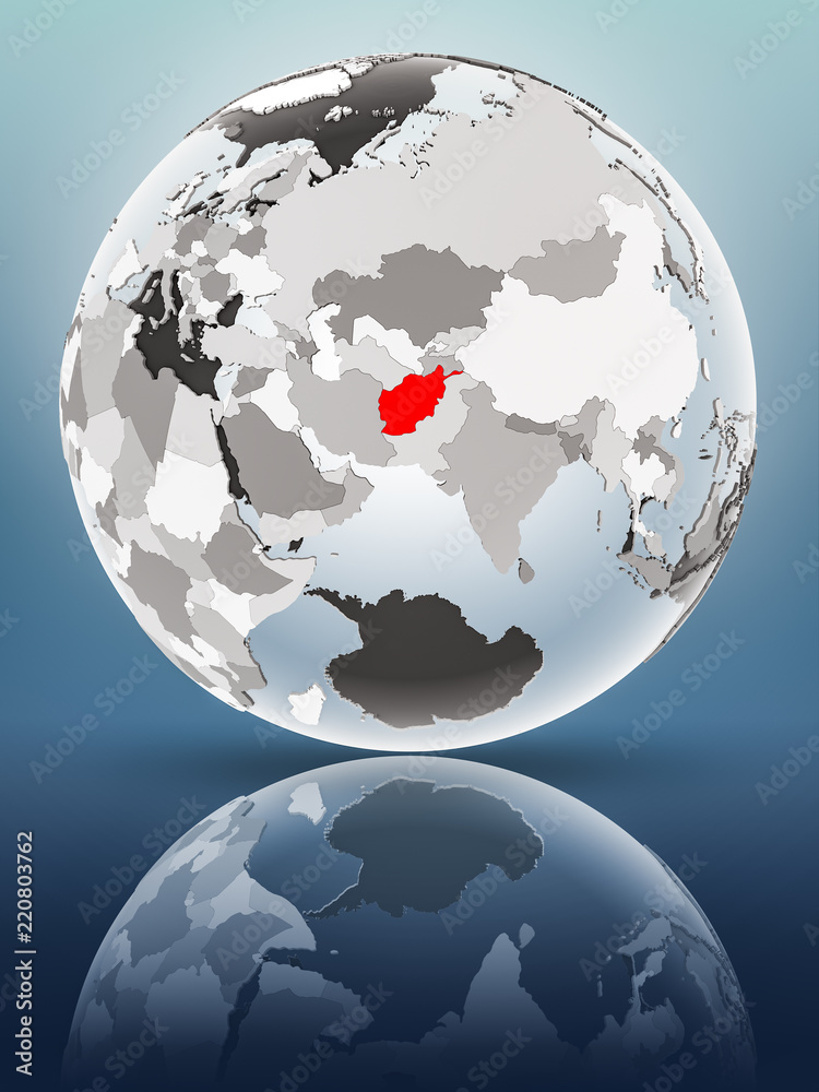 Obraz premium Afghanistan on political globe