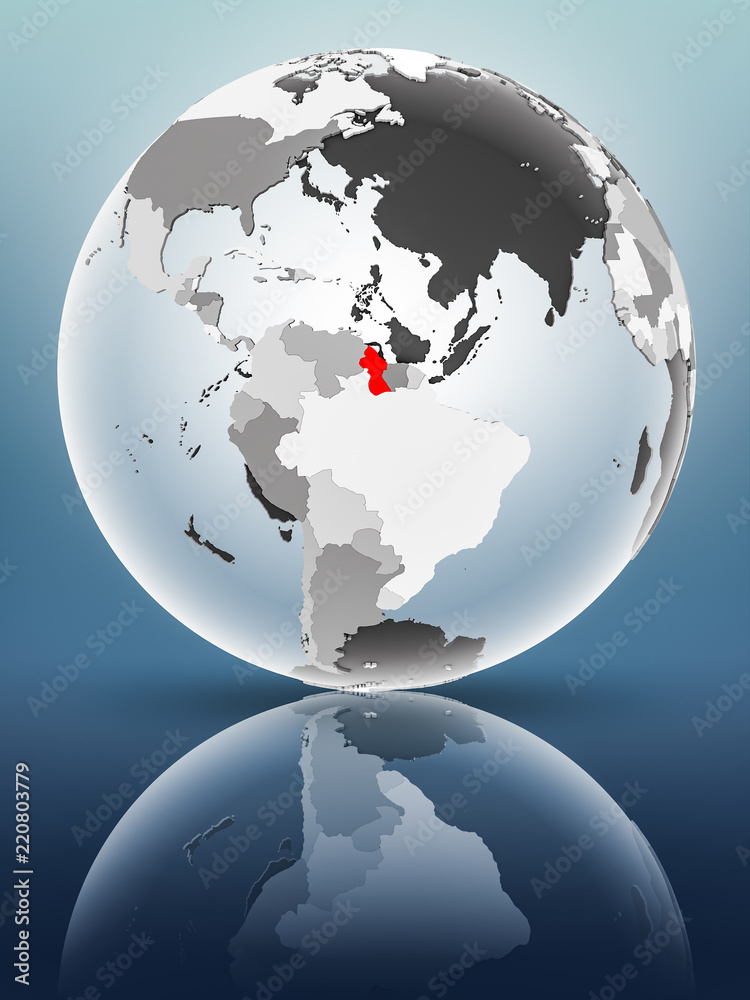 Obraz premium Guyana on political globe