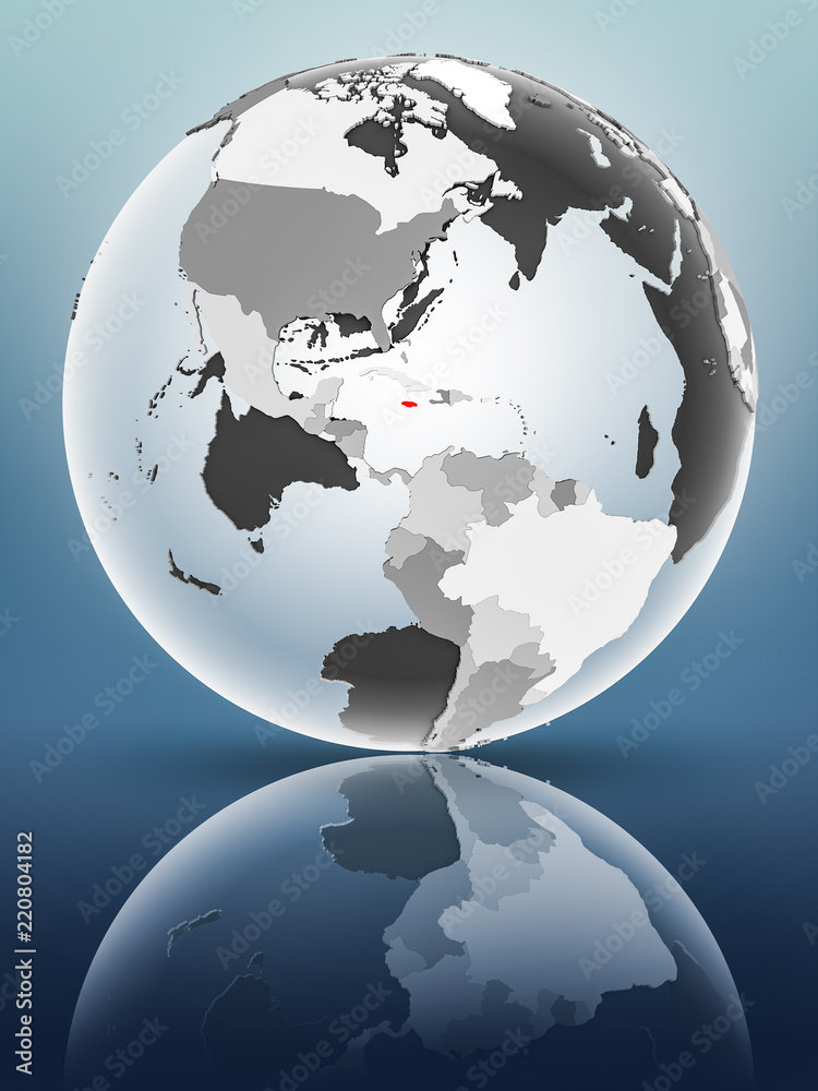 Obraz premium Jamaica on political globe