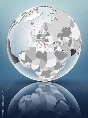 Kosovo on political globe