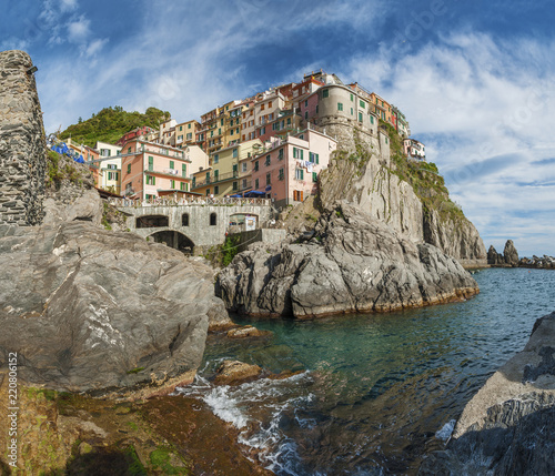 idyllic landscape of Village Manarola, Cinque Terre , Liguria, Italy