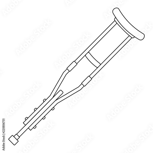 Wood crutch icon. Outline illustration of wood crutch vector icon for web design isolated on white background