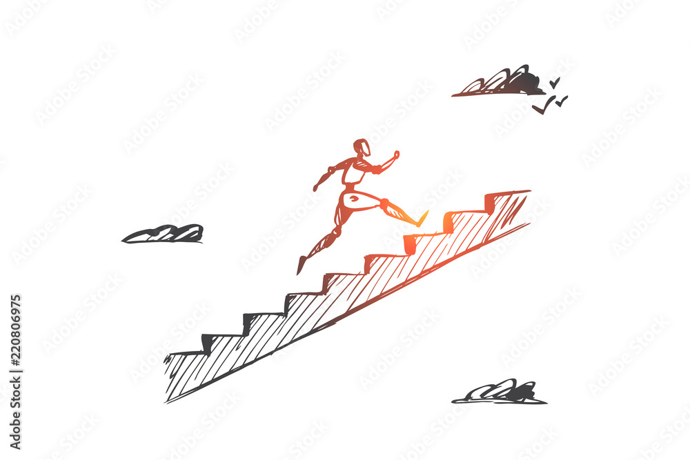 Fototapeta premium Start, motivation, forward, HCI, automation concept. Hand drawn isolated vector.