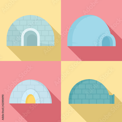 Igloo icon set. Flat set of igloo vector icons for web design
