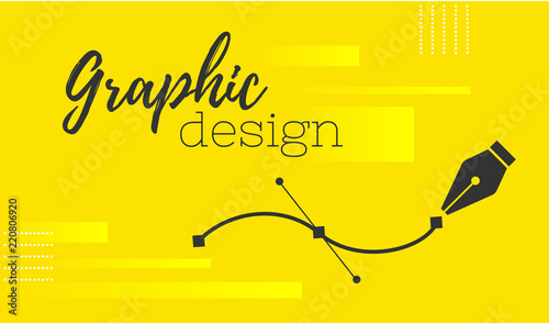 Graphic design. Pen tool cursor. Vector computer graphics. banner for designer or illustrator. The curve control points.