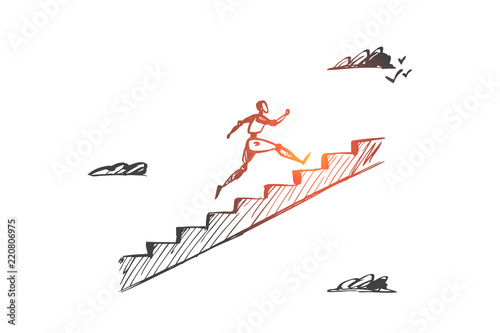 Start, motivation, forward, HCI, automation concept. Hand drawn isolated vector.