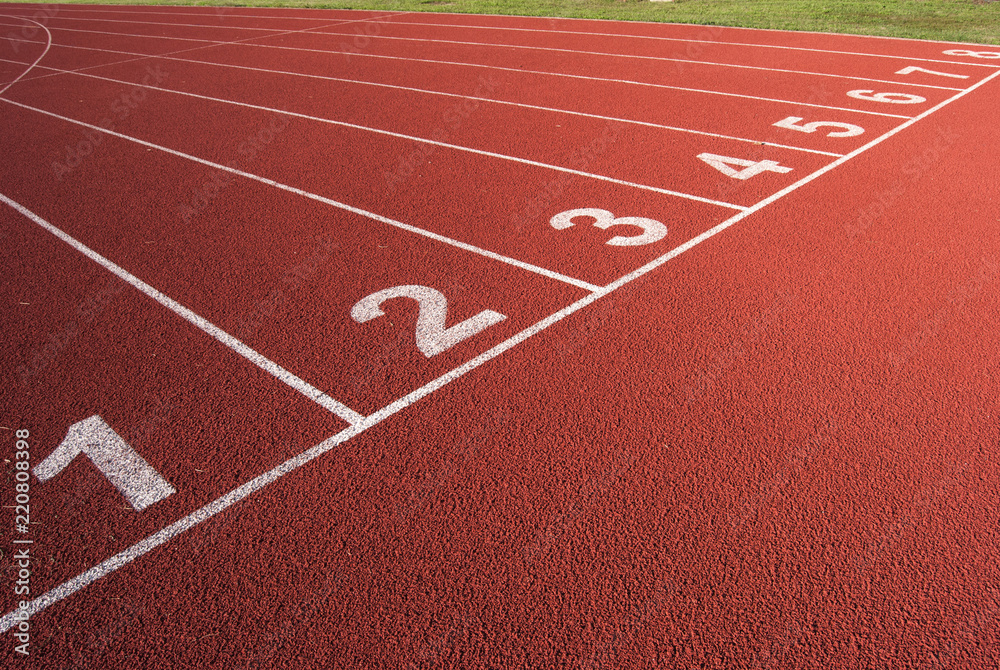 Eight numbers and lines on the athletic track