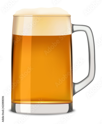 Mug of beer mockup. Realistic illustration of mug of beer vector mockup for web design isolated on white background