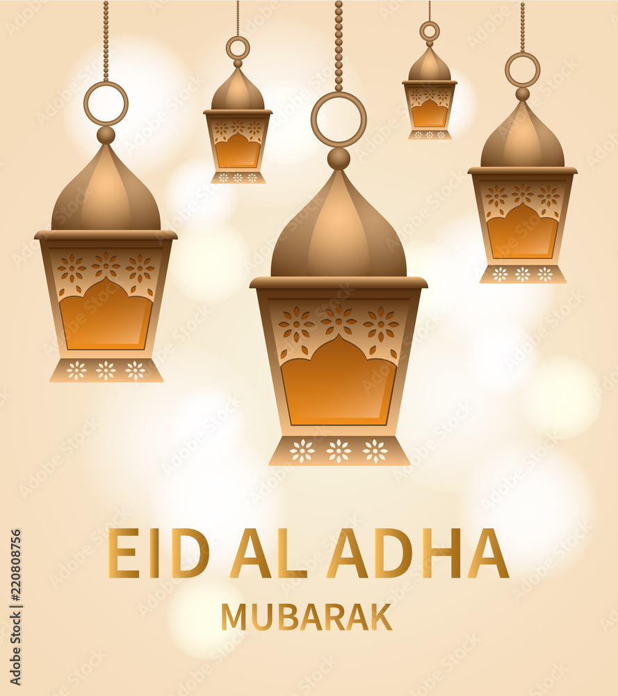 Fototapeta premium Lantern eid al adha concept background. Realistic illustration of lantern eid al adha vector concept background for web design