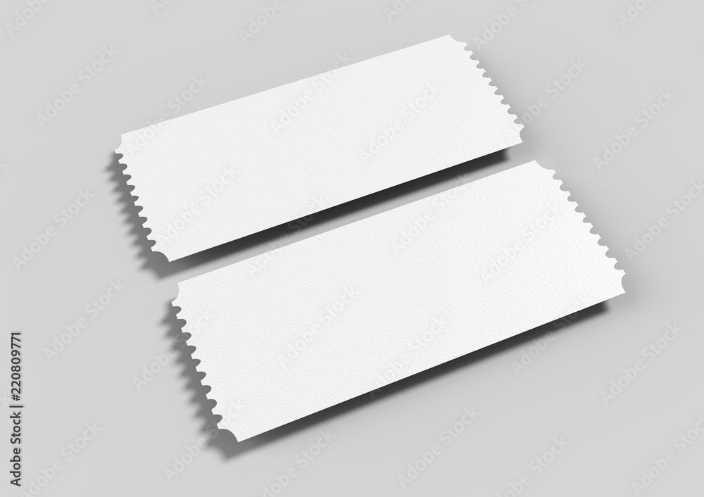 Blank old ticket for mock up design or design presentation. 3d render illustration. Blank old ticket for mock up design or design presentation. 3d render illustration.