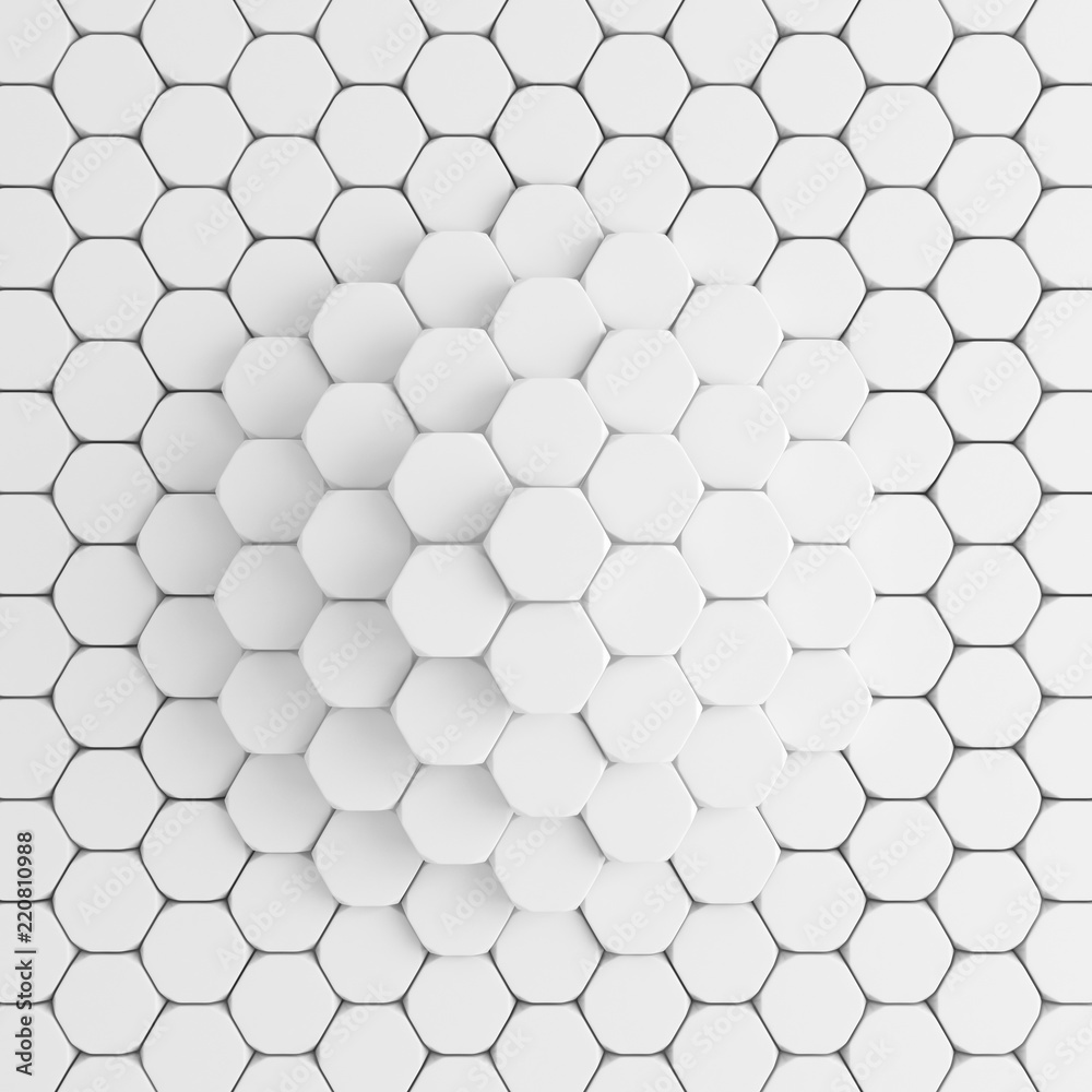 Naklejka premium White hexagon background. 3d illustration, 3d rendering.