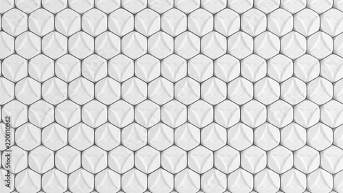 White hexagon background. 3d illustration  3d rendering.