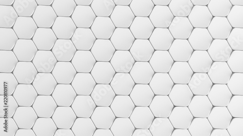 Fototapeta Naklejka Na Ścianę i Meble -  White hexagon background. 3d illustration, 3d rendering.