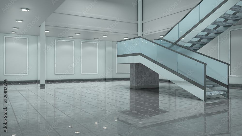 Empty hall interior. 3d illustration Empty hall interior. 3d illustration