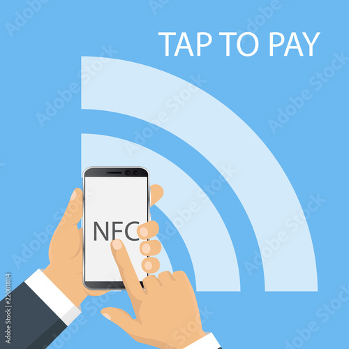 Vector icon. NFC touch payment concept.