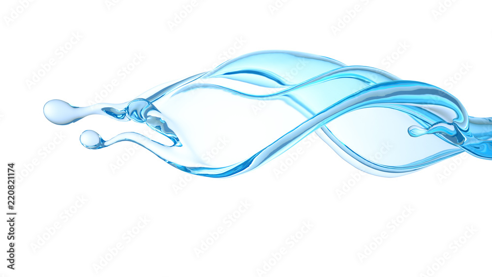 Beautiful, elegant splash of water. 3d illustration, 3d rendering. Beautiful, elegant splash of water. 3d illustration, 3d rendering.